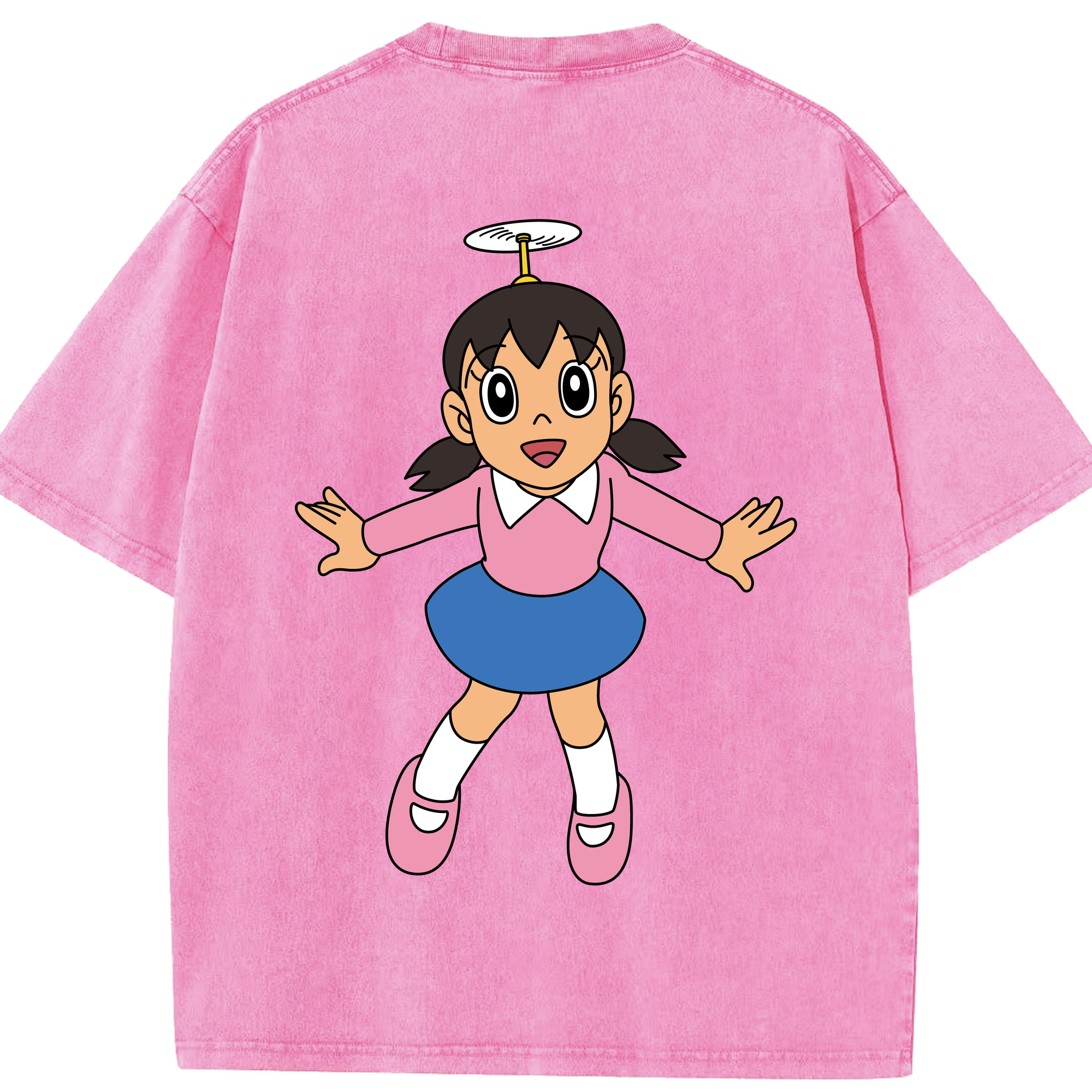 （画像用） ドラえもん みなもと しずか Doraemon Shizuka Minamoto 綿100% ヴィンテージ風 半袖Tシャツ（背面プリント）